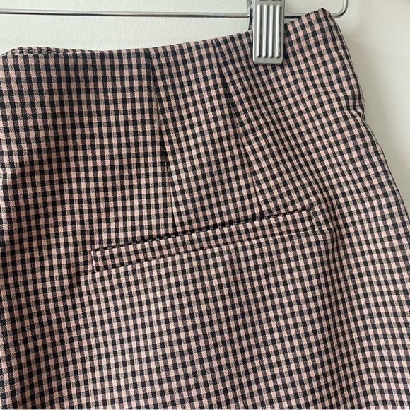 Zara Plaid High Waist Cotton Blend Pleated Shorts Side Zipper Size Medium - Picture 4 of 11